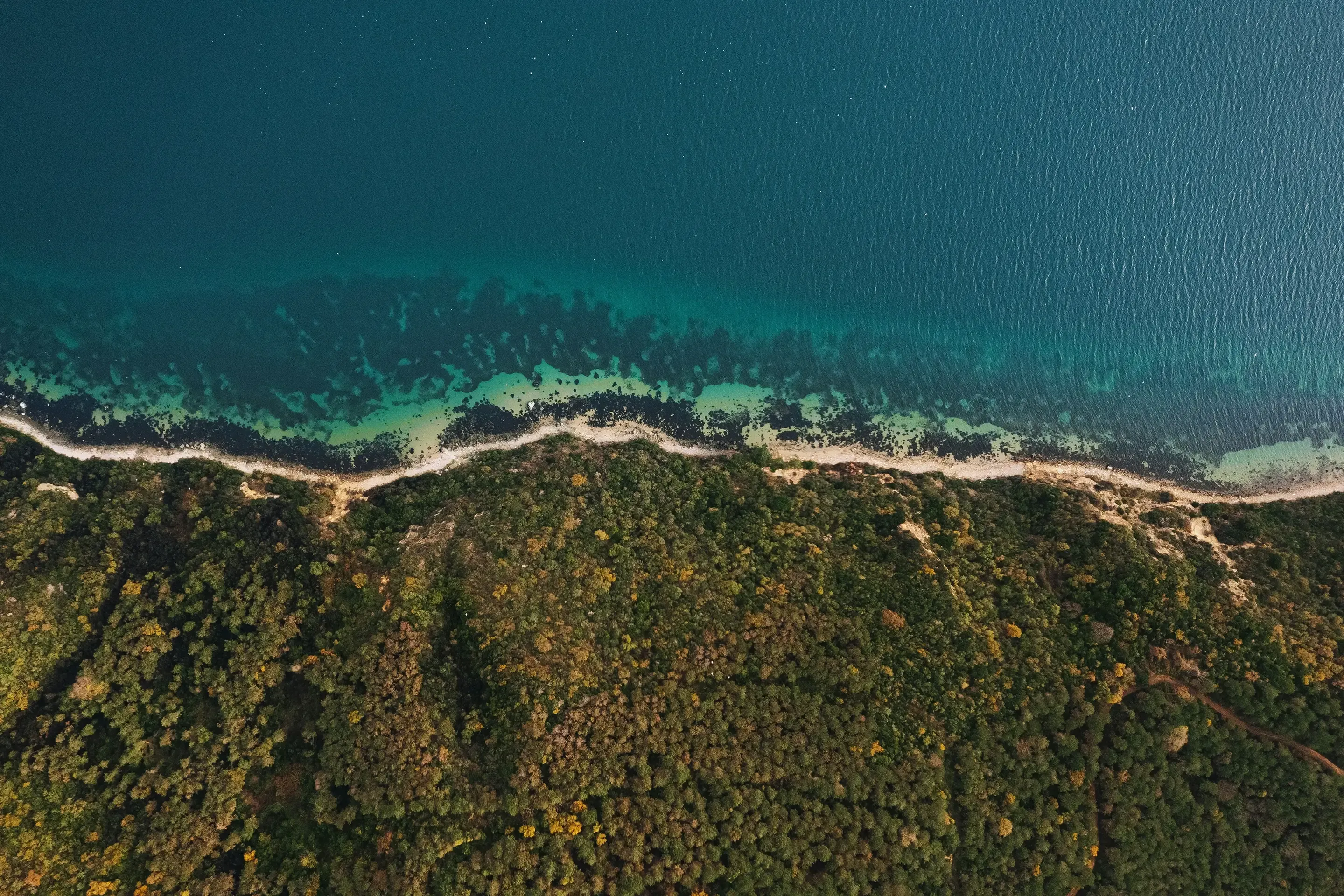 Aerial view of the Mediterranean coastline on the Costa Brava